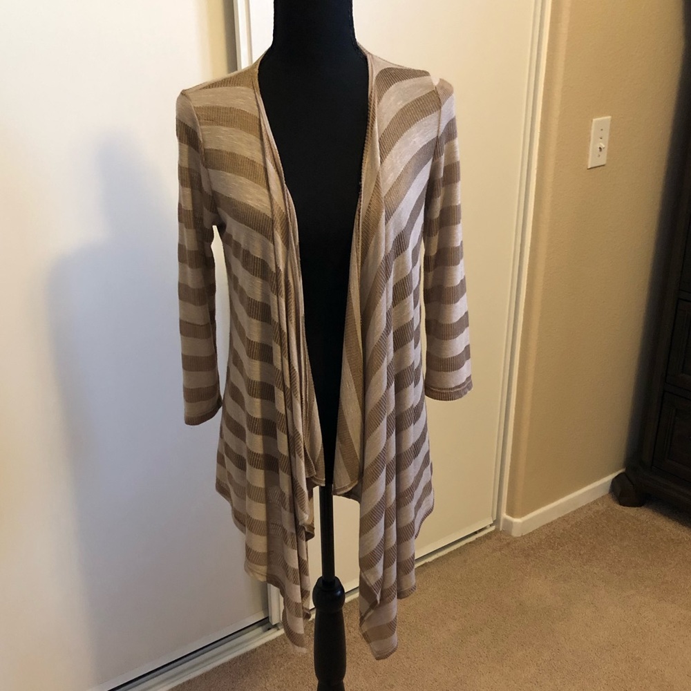 Cream and Gold Striped Cardigan